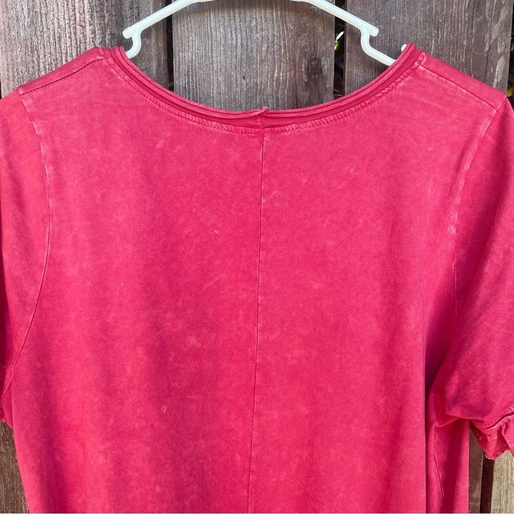 Altar'd State Ruffled Hem Short Sleeve Pink Top.  Size Large - Picture 12 of 15